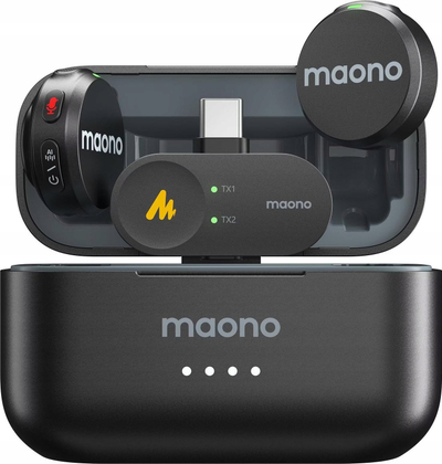 Сет безжични микрофони Maono Wave T5, USB C, 30 часа, црн
