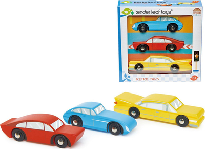 Set vetura lodrash Tender Leaf Toys Retro Junior, 3 pjesë, shumëngjyrëshe