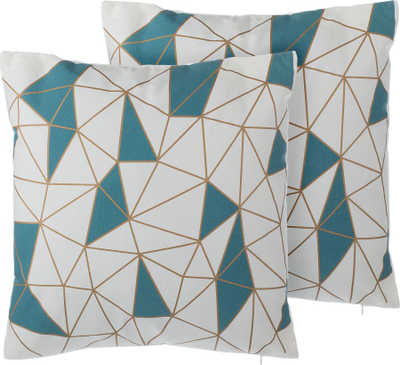 Jastëk dekorativ Beliani CLARKIA, set 2 copë, pambuk 45x45cm, blu e bardhë