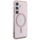 Futrollë Guess Glitter Circle Classic Logo MagSafe për Samsung Galaxy S25, rozë