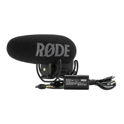 Mikrofon Rode VideoMic Pro Plus, shotgun për kamera, me pezullim Rycote, i zi