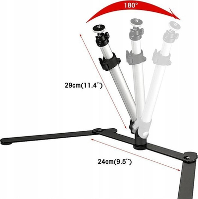 Tripod tavoline Massa Tripod Table, i gjatë rreth 45 cm, me kokë 3D, ngjyrë e zezë