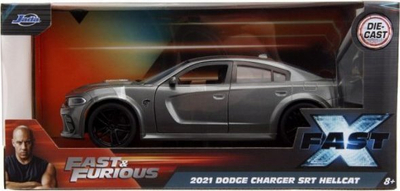 Maket makine Jada Dodge Charger SRT Hellcat 2021, 1:24, metal die cast, gri e errët