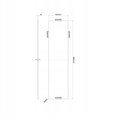 Banak banjo Cersanit Larga S932-022, 180.2x45 cm, gri