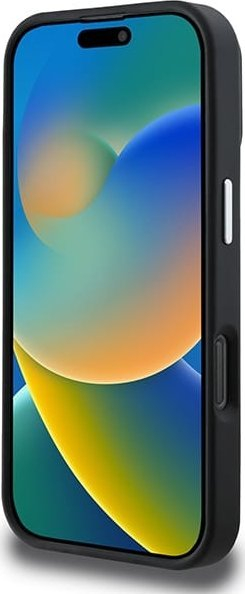 Mbulesë telefoni Guess Triangle Logo për iPhone 16 Pro 6.3", prej PU, e zezë