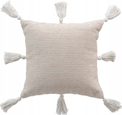 Навлака за перница Douceur d’intérieur Cotton Pillowcase with Fringes, 40x40 cm, памук, беж