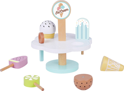 Lodër druri Wooden Toy, set akullore me qëndrim