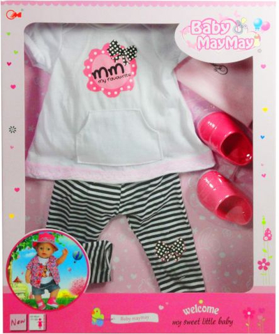 Set rrobash për kukullën Baby MayMay, me leginsa, bluzë edhe këpucë, rozë