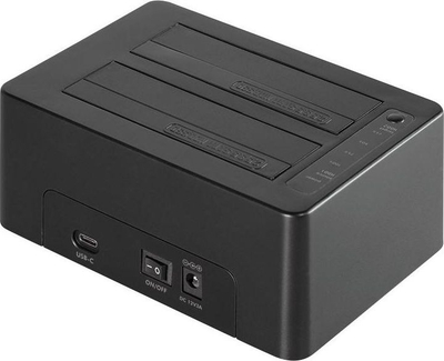 Dok stacion për disk LogiLink QP0028, USB 3.2 Gen 2 USB C, SATA HDD SSD, i zi