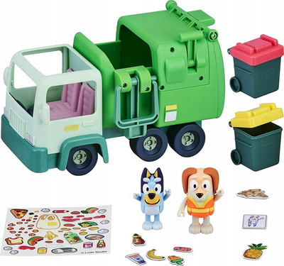 Set lodrash TM Toys Bluey Garbage Truck, kamion plehrash me figura, jeshil