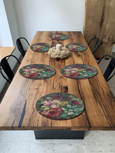 Set nape tavoline Bertoni Table Mat, 6 copë, të rrumbullakëta 33 cm, dizajn Bouquet