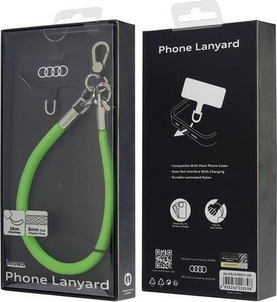 Rrithë telefoni Audi Lanyard 28cm, universal, najlon, jeshile