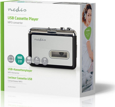 Konvertues kasetë në MP3 portativ USB, me kabllo USB, me softuer, gri