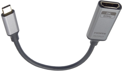 Adapter USB C në HDMI PremiumCord, 8K 60Hz, kabllo 20 cm, gri alumini