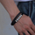 Byzylyk për meshkuj Diverse Double Leather Bracelet B1000411, i argjendtë/ i zi