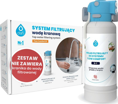 Sistem filtrimi uji Dafi Flow Comfort D1, nën lavaman, me rregullim zbutjeje, i bardhë