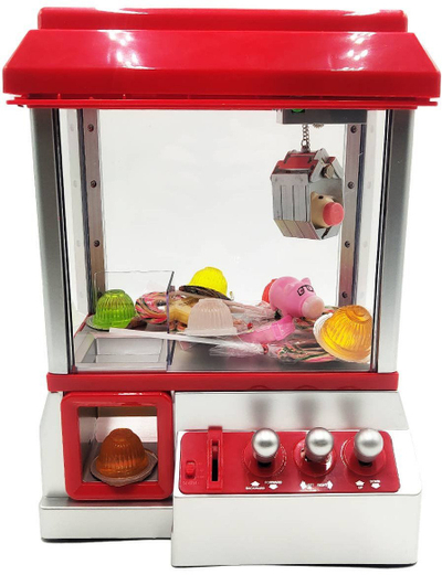Automat lodër Thumbs Up Mad Monkey Candy Grabber, me monedha, me muzikë, i kuq