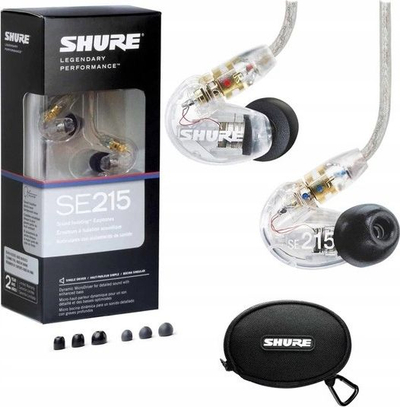 Слушалки in-ear Shure SE215 Pro, со кабел, изолација на звук, транспарентни