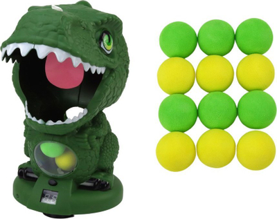 Loja e shkathtësisë Lean Toys Dinosaur Shooting, me armë dhe toptha, jeshile