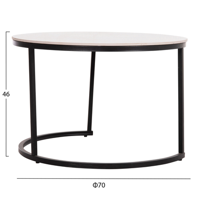Set tavolina ndihmëse HomeMarkt Talos, rrethore, metal, 70cm, gri