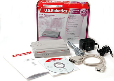 Modem faks USRobotics USR025630G, 56K V.92, seri RS-232, i bardhë me gri