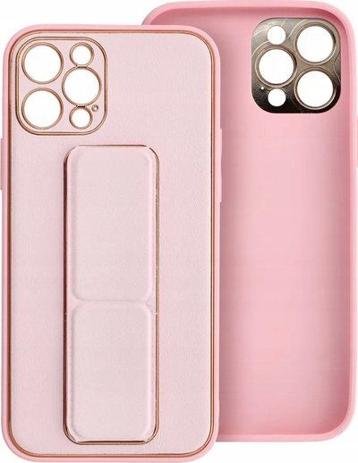 Kapak telefoni për Samsung Galaxy A25 5G, lëkurë ECO, me këmbë mbajtëse, rozë