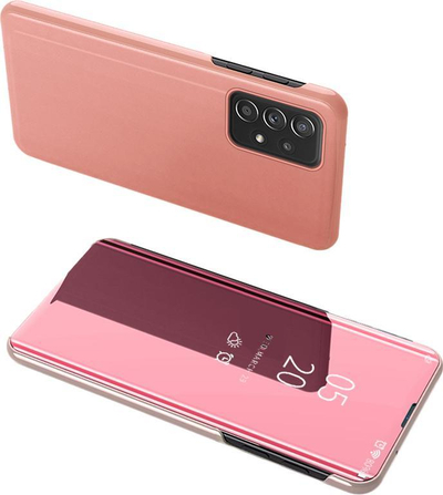 Këllëf telefoni Clear View për Samsung Galaxy A73, flip cover, me stand, rozë