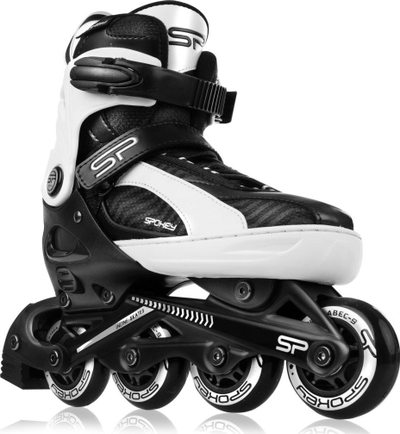 Patina inline Spokey Ori Jr, rrota ABEC-9, madhësi që rregullohet, bardh e zi