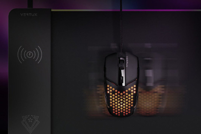 Mousepad gaming Vertux RaftPad-Qi, karikim wireless 15W, LED RGB, i zi