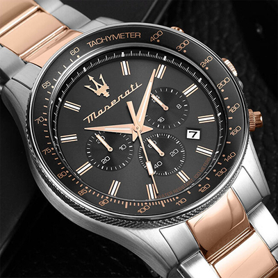 Ora meshkujsh Maserati Stile Chronograph R8873640021, çelik inox, 100M rezistente ndaj ujit, dyngjyrëshe