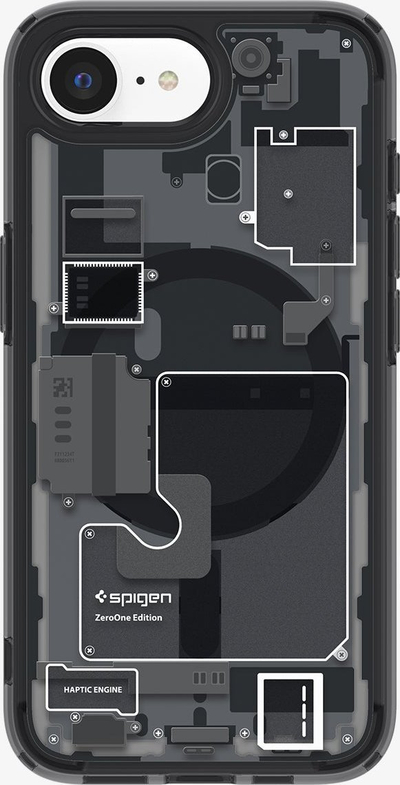 Mbulesë telefoni Spigen Ultra Hybrid Mag, për iPhone 16E, me MagSafe, transparente “Zero One Black”