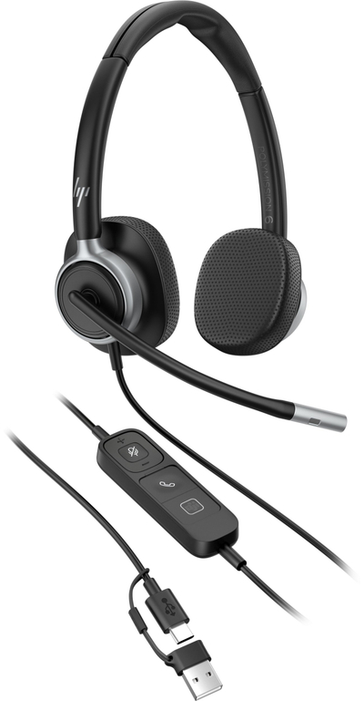 Слушалки HP Poly Mission 625, стерео, USB со кабел, црни