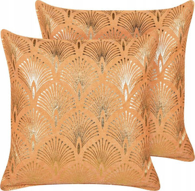 Jastëk dekorativ Beliani HOYA set 2 copë, pambuk, 45 x 45 cm, portokalli