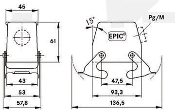Kapak lidhësi energjie Lapp EPIC H-B 16, PG21, IP65, gri