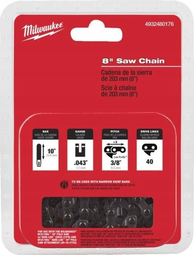 Zinxhir sharrë Milwaukee M18 FHS20, 8" 203mm, 3/8" 1.1mm, i zi