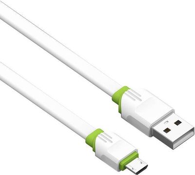Kabëll karikimi MicroUSB LDNIO LS34, 1m, 2.4A, i bardhë