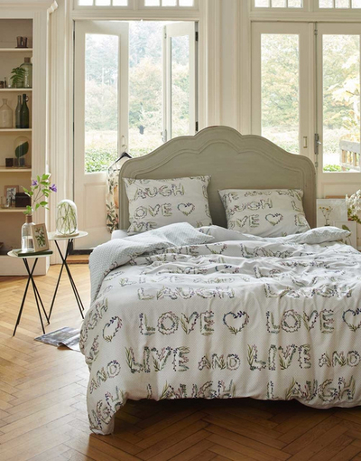 Set mbulesash krevati Esprit Laugh Love Live, pambuk percale, 140 x 220 cm, shumëngjyrësh