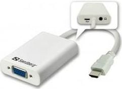 Adapter HDMI në VGA me audio Sandberg, konvertues videosh, kompakt, i zi