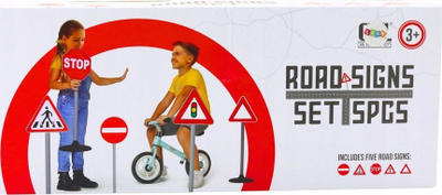 Set edukativ tabela trafiku paralajmëruese, 5 copë, 70 cm, shumëngjyrëshe