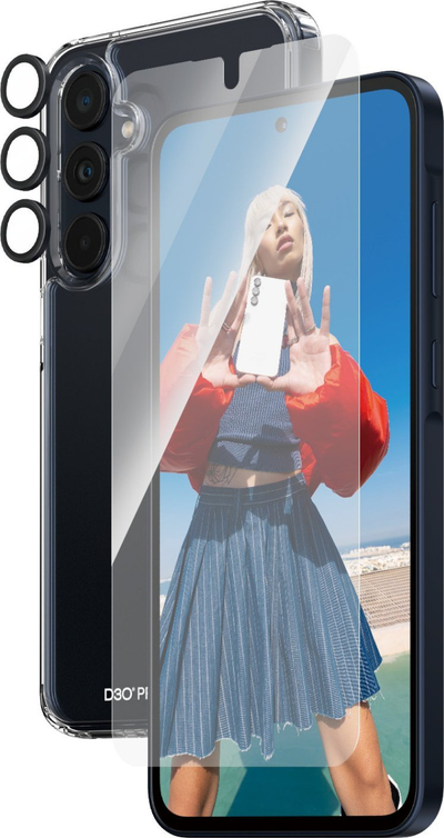 Set mbrojtës PanzerGlass 3 in 1 për Samsung Galaxy A34 5G, xham Ultra Wide Fit, maskë dhe mbrojtës kamere, transparent