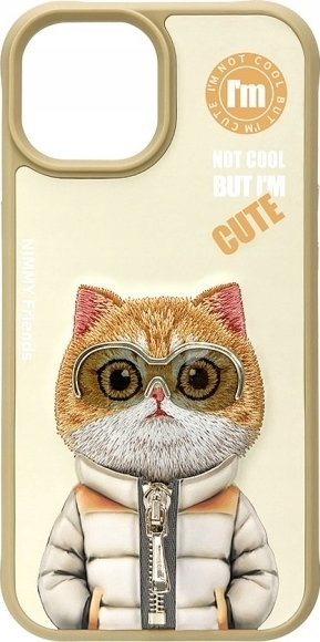 Kapak telefoni Nimmy Cool&amp;Cute 2.0 Cat për iPhone 15 6.1", mbrojtës, ngjyrë khaki