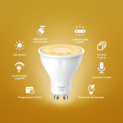Llambë spot inteligjente TP-Link Tapo L610, Wi-Fi, GU10, e bardhë e ngrohtë