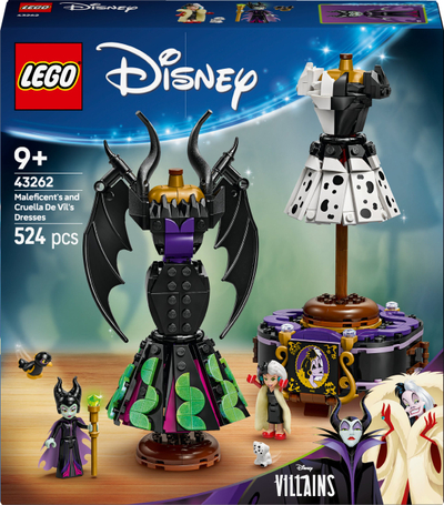Set LEGO Disney Fustanet e Maleficent edhe Cruella De Vil, lodër me ndërtim, për koleksionistë, shumëngjyrësh