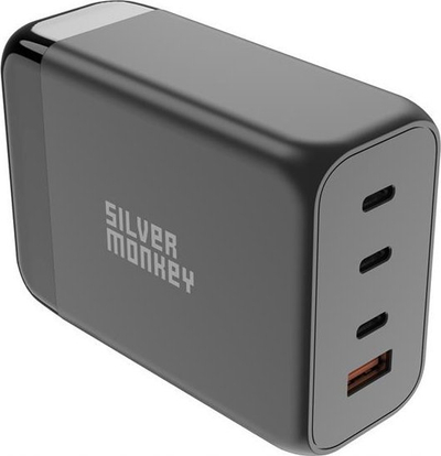 Karikues GaN Silver Monkey SMA155, 200W, 3x USB-C PD, USB-A QC 3.0, i zi