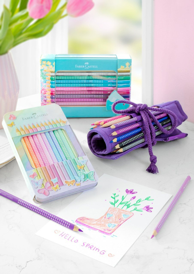 Сет боички Faber-Castell Sparkle Pastel, 12 парчиња, акварел, метална кутија