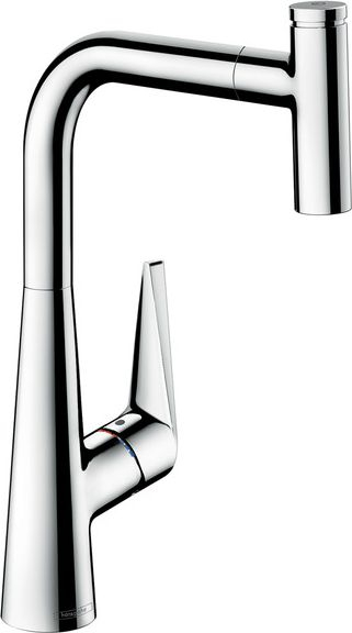 Rubinet kuzhine Hansgrohe Talis Select S 300, me dush tërheqës, rrotullim 150°, krom