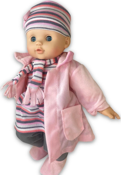 Kukull bebe Adar 516724, 40cm, me zë polonisht, rozë gri