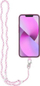 Varëse qafe për telefon Crystal Diamond, 74cm, rruaza plastike, rozë e çelët