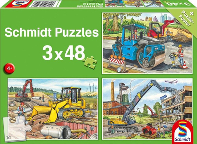 Set puzzle Schmidt Spiele My Favourite Construction Vehicles, 3 puzzle, 48 pjesë, shumëngjyrësh