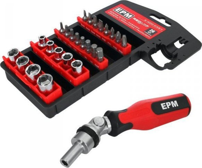 Set bits dhe dopsione Red Line, 26 pjesë, kuti kompakte, i kuq